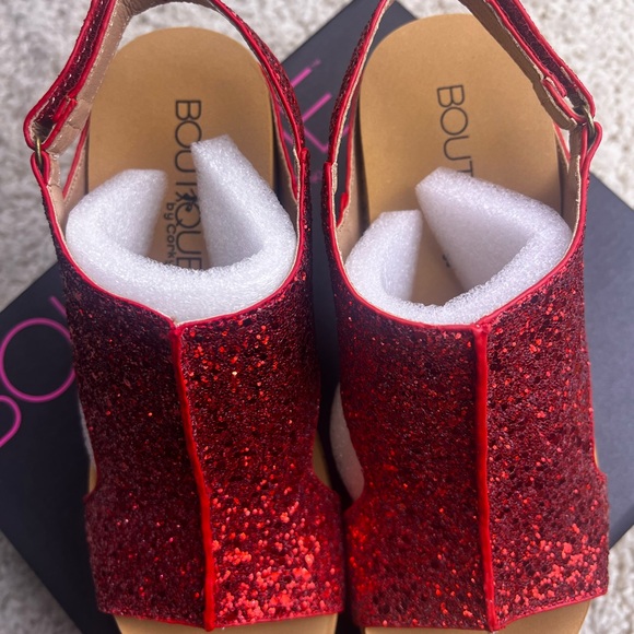 WOMENS CORKYS RED GLITTER WEDGES NIB SIZE 7 - Picture 7 of 13